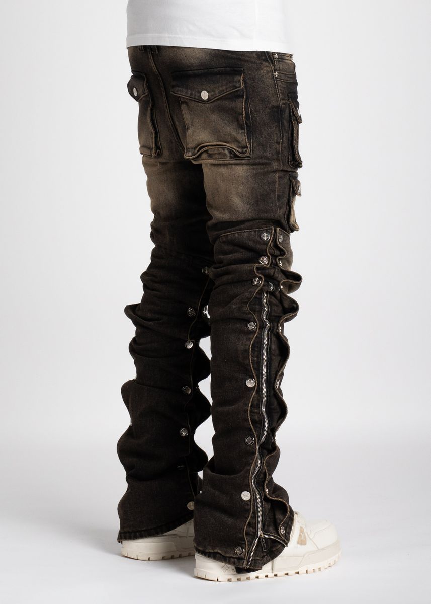 Ash Grey Stacked Premium Denim, Color: Ash-Grey, Size: 30