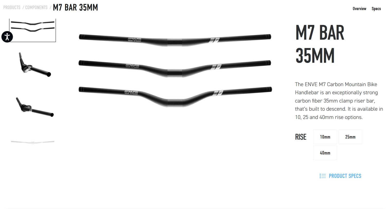 Enve Bar M7 800mm, 10mm rise, 35.0, 8/4 deg