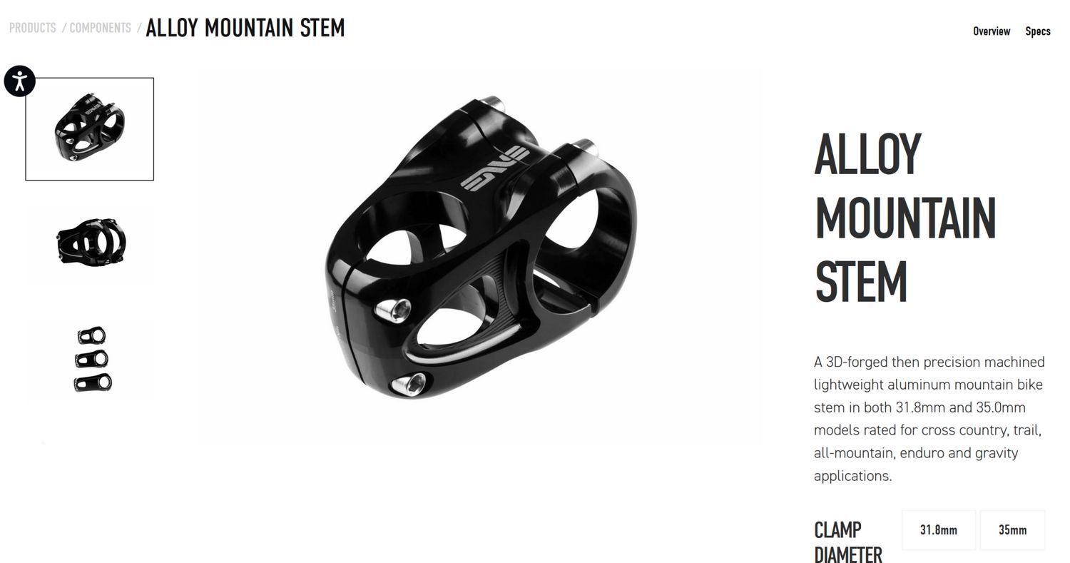ENVE Alloy Mountain Stem 31.8mm, 65mm