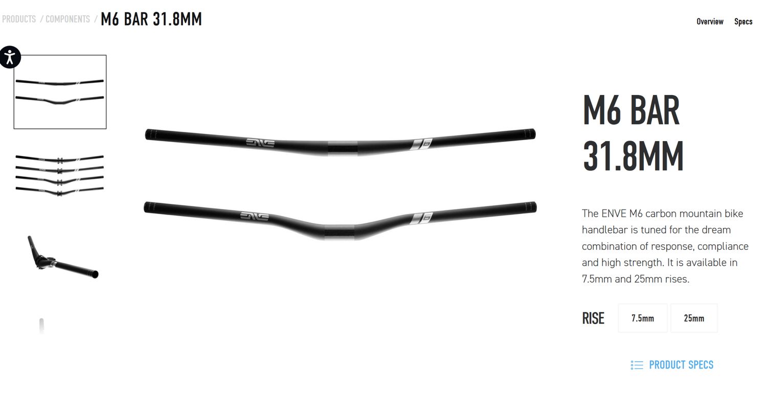 Enve  Bar M6 780mm, 25mm rise, 31.8, 9/5 deg Bar M6 780mm, 25mm rise, 31.8, 9/5 deg