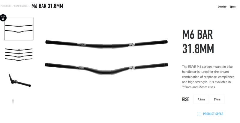 Enve  Bar M6 780mm, 25mm rise, 31.8, 9/5 deg Bar M6 780mm, 25mm rise, 31.8, 9/5 deg