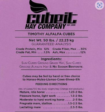 Alfalfa Timothy Cubes 50lb