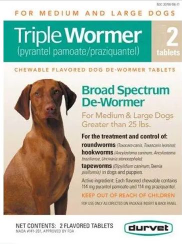 Triple Wormer 2ct Med & Lrg Dogs