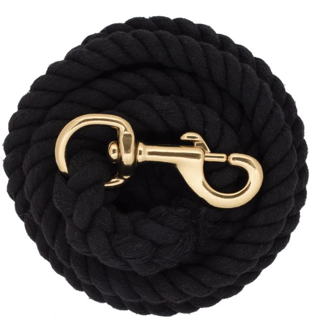 Cotton Lead Rope w/ Brass Plated Snap Black