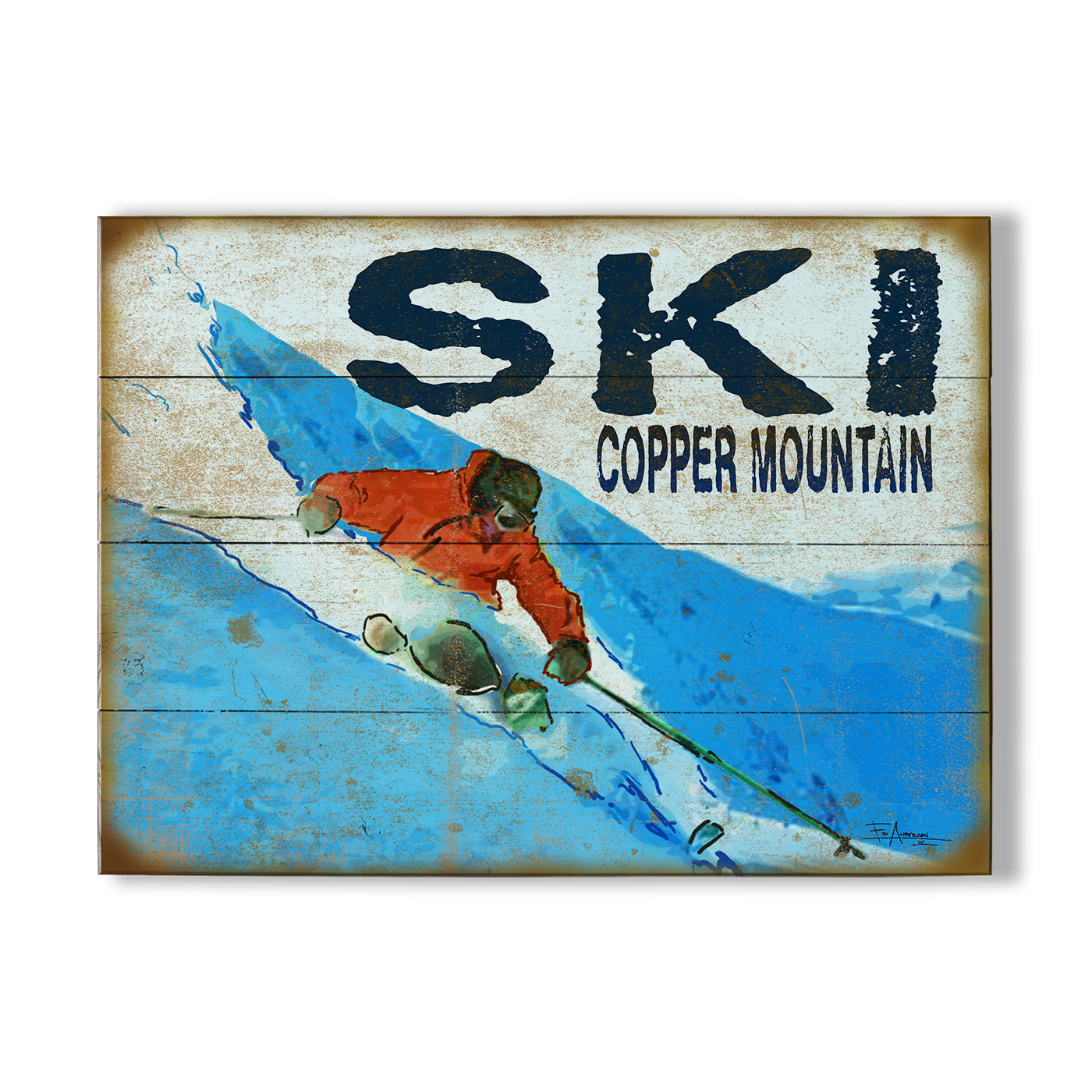 Ski Red and Blue 23 x 31