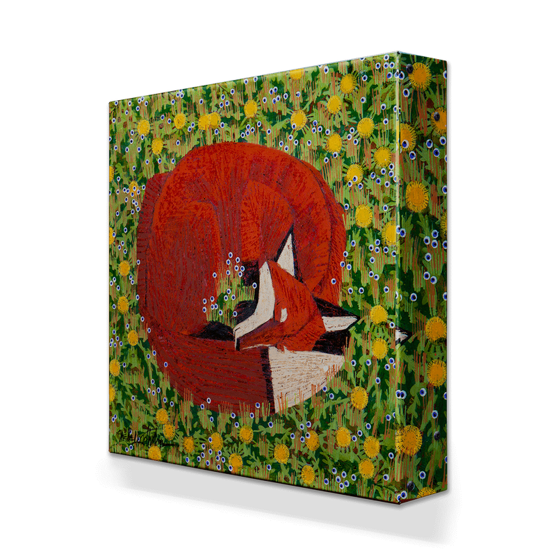 Fox Sleeping Box Art 18 x 18