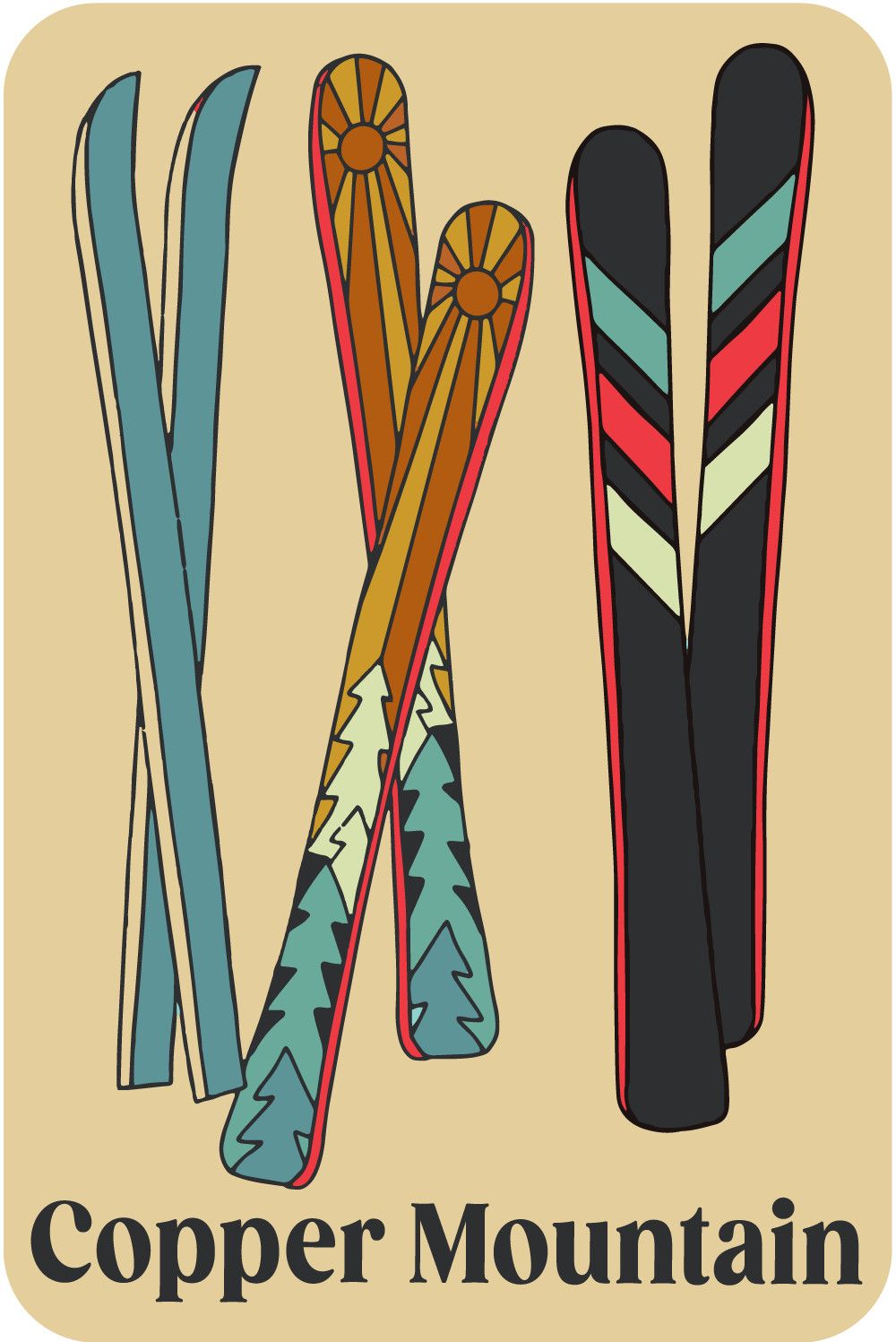 RACKED UP SKIS/POLES V2 Sticker