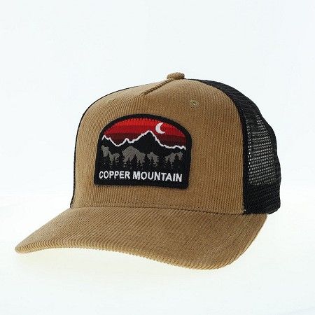 Khaki Corduroy Hat Red Patch