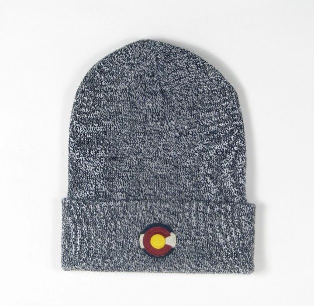 Navy Yarn Flag Patch Beanie