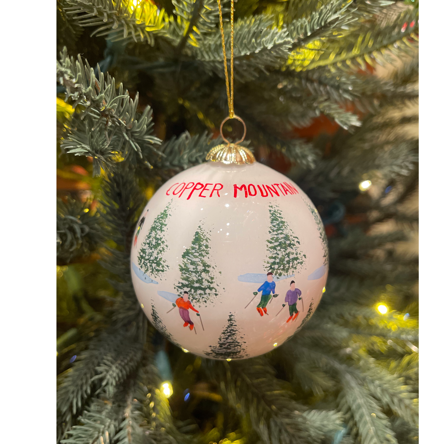 Skiing The Glades Hand Painted Ball Ornament
