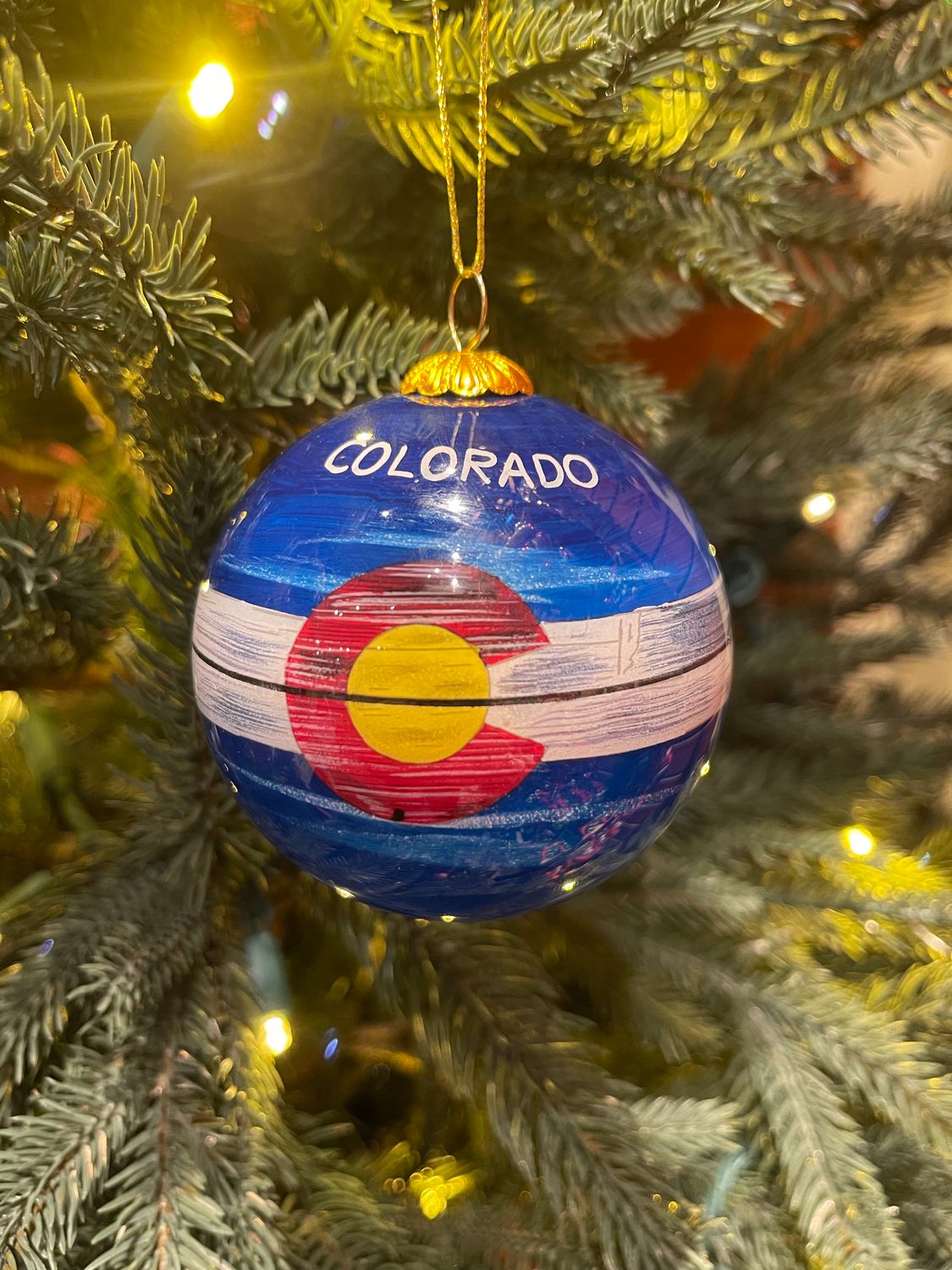 Colorado Flag Hand-Painted Ball Ornament