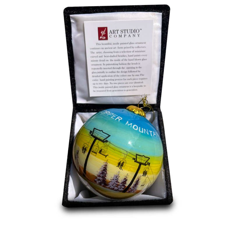 Sunset Chairlift Hand Painted Ball Ornament