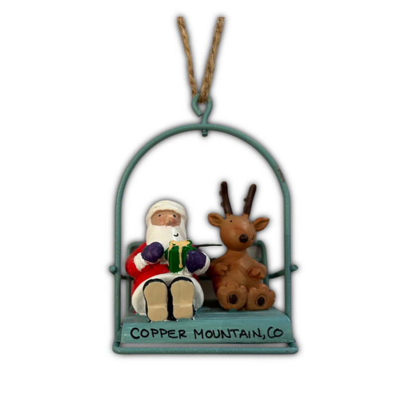 Santa and Reindeer on Chairlift Ornament