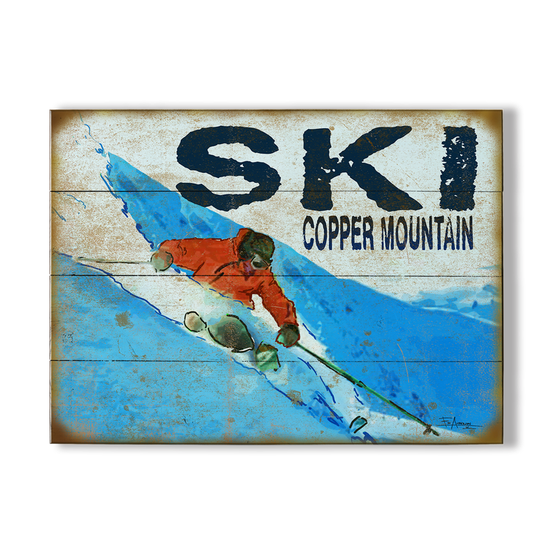 Ski Red and Blue 17 x 23