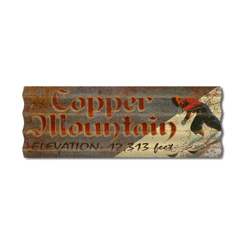 Corrugated Elev Ski Sign 17x44