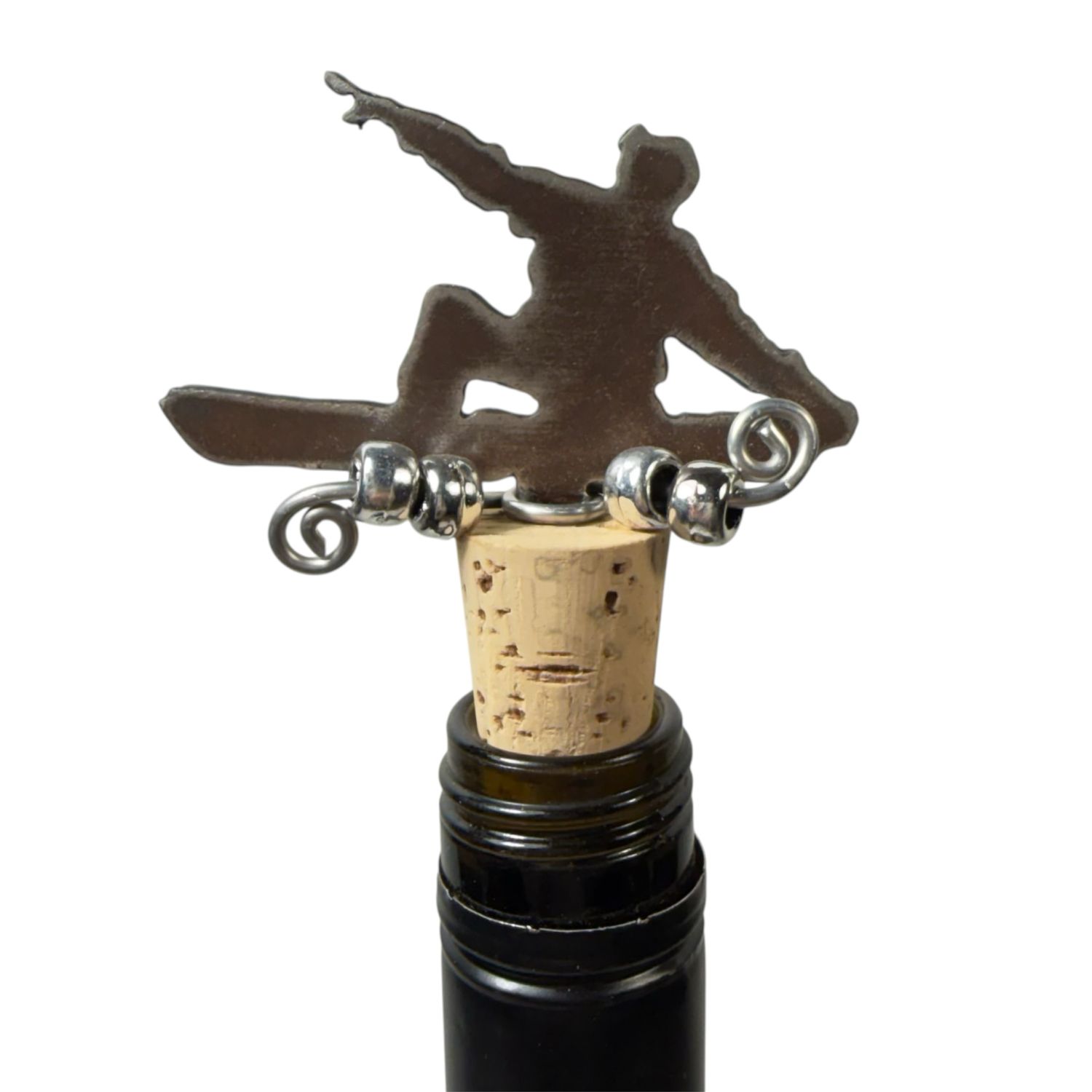 Painted Snowboarder Wine Cork