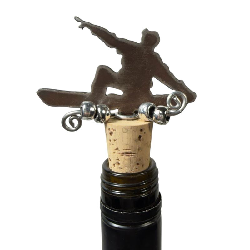Painted Snowboarder Wine Cork