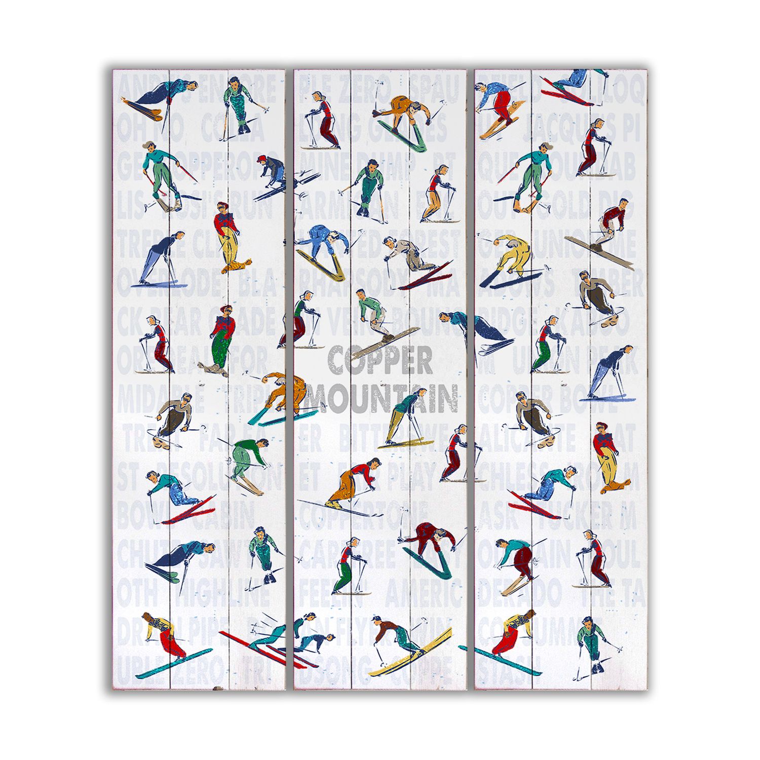 3 Panel Skiers over Runs 31.5 x 36