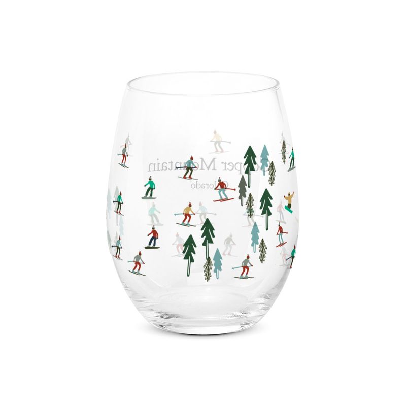 Skiers Stemless Wine Glass