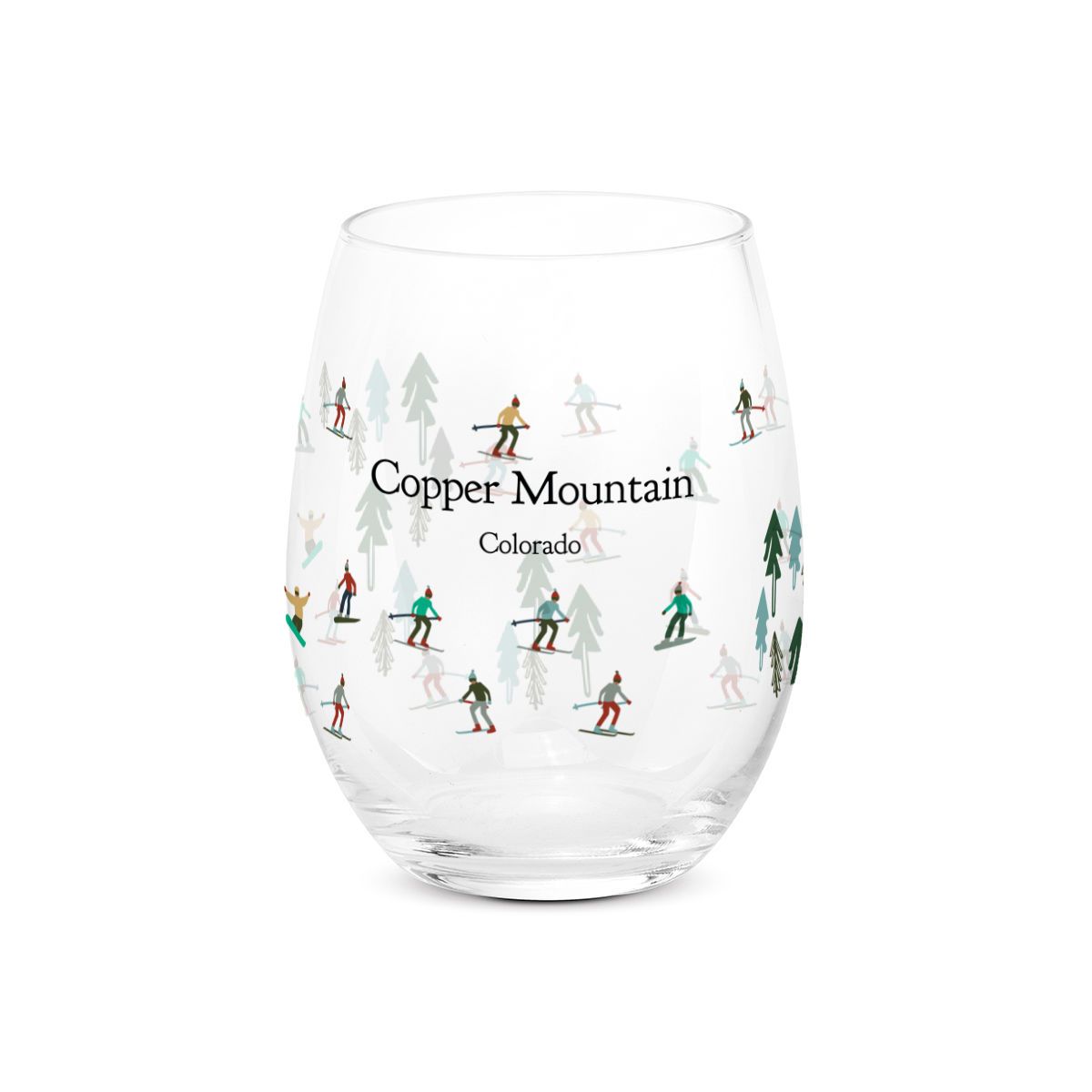 Skiers Stemless Wine Glass