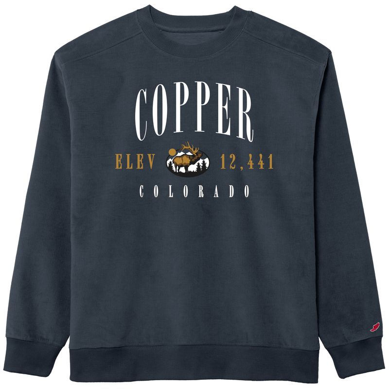 Bugling Elk Corded Crew Navy