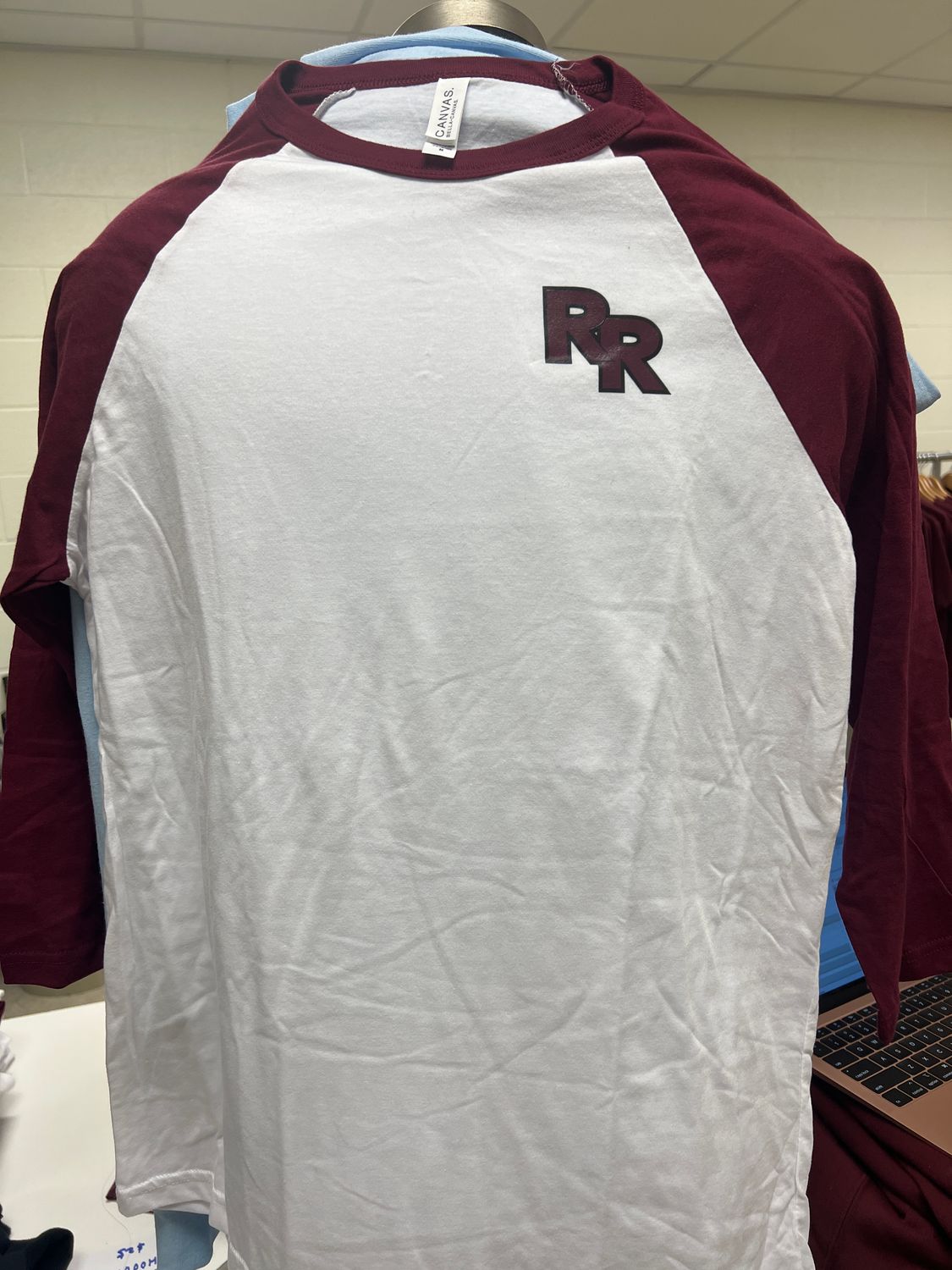 White &amp; Maroon Baseball T-Shirt, Size: Large