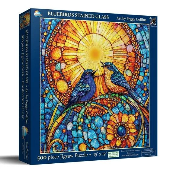 Bluebirds Stained Glass 500 pc