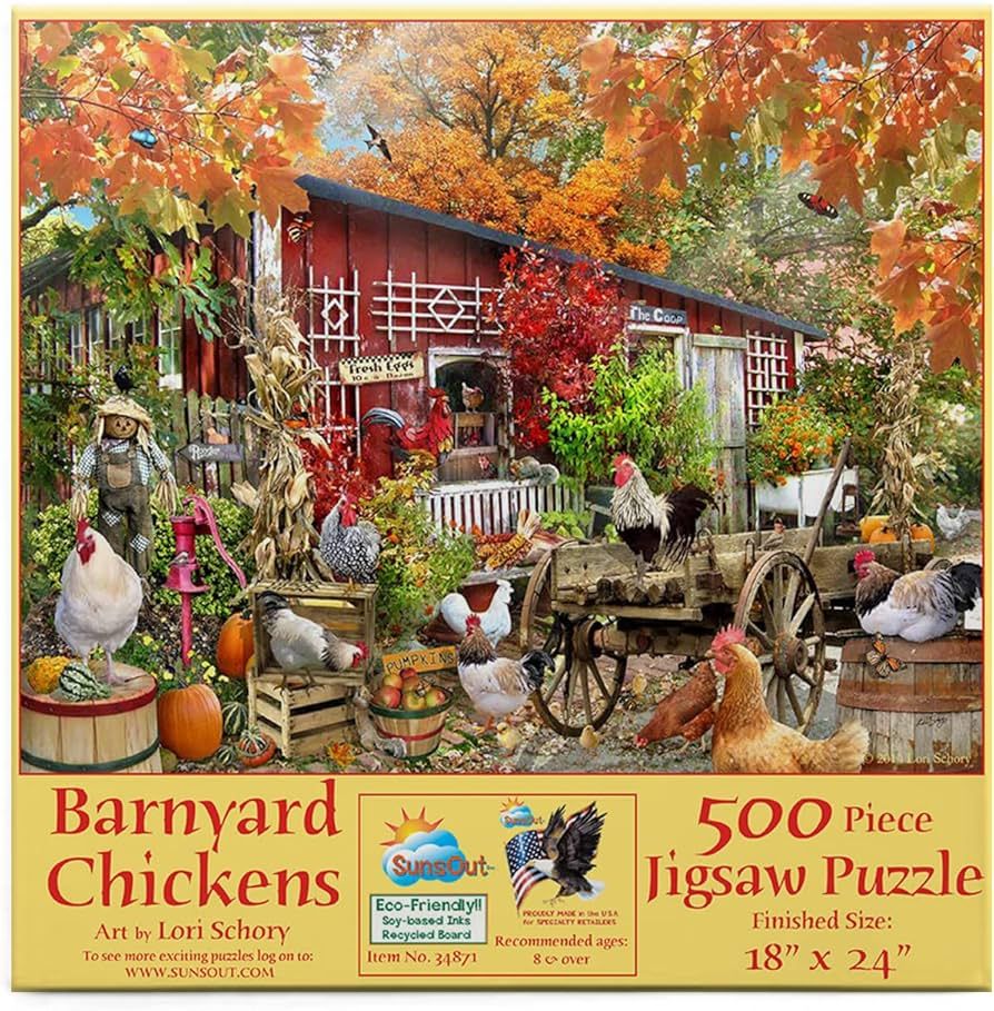 Barnyard Chickens 500 pc