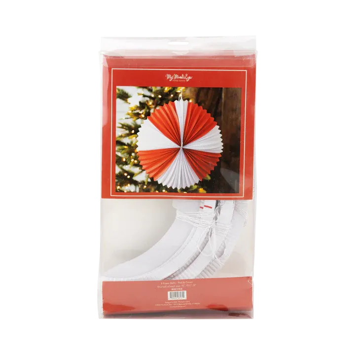 Red and Cream Accordion Paper Lanterns