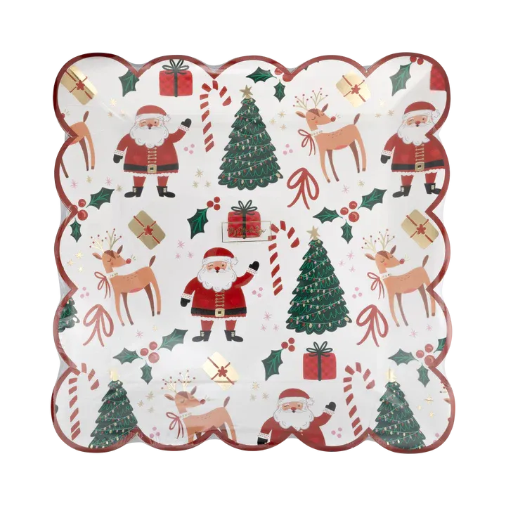 Whimsy Santa Scattered Candy Cane Paper Plate