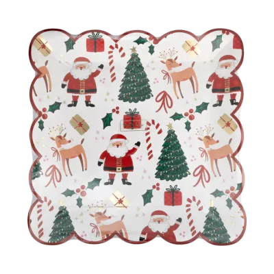 Whimsy Santa Scattered Candy Cane Paper Plate