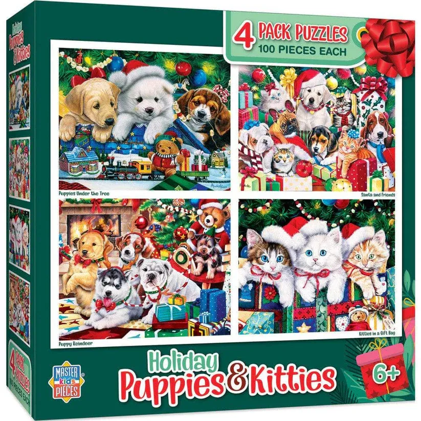 Holiday Puppies and Kitties 4-Pack 100 pc
