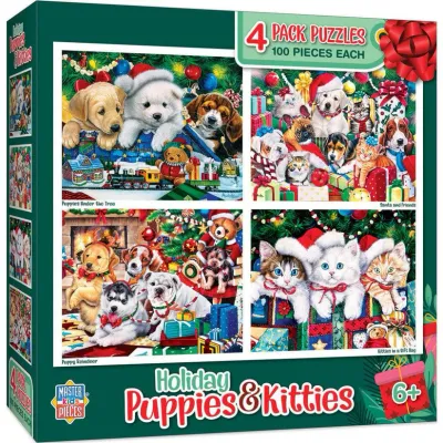 Holiday Puppies and Kitties 4-Pack 100 pc