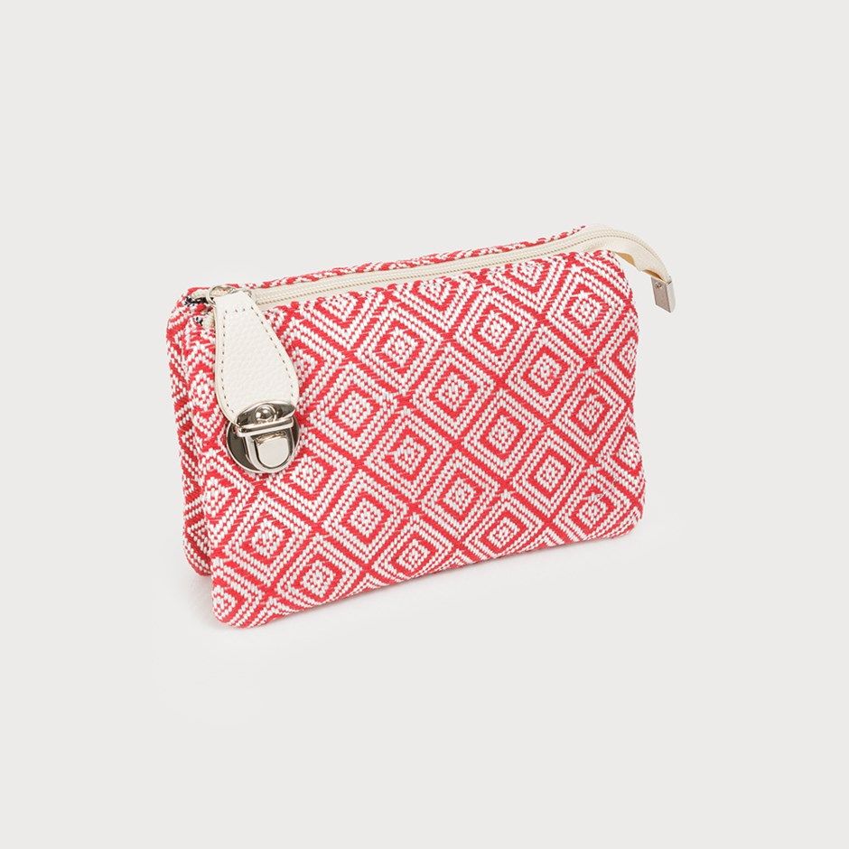 CARACOL Crossbody Clutch w/Embroidered Finish, Color: Aztec Red
