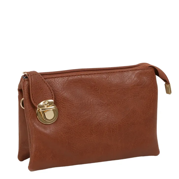 CARACOL Crossbody Clutch w/Faux Leather Finish, Color: Brown