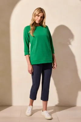 TRIBAL Kangaroo Pocket Quilted Knit Tunic