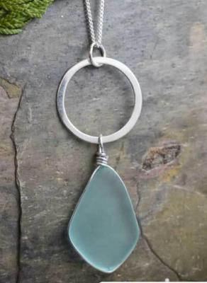 WHITE LOTUS DESIGN Long Sea Glass &amp; Pendant
