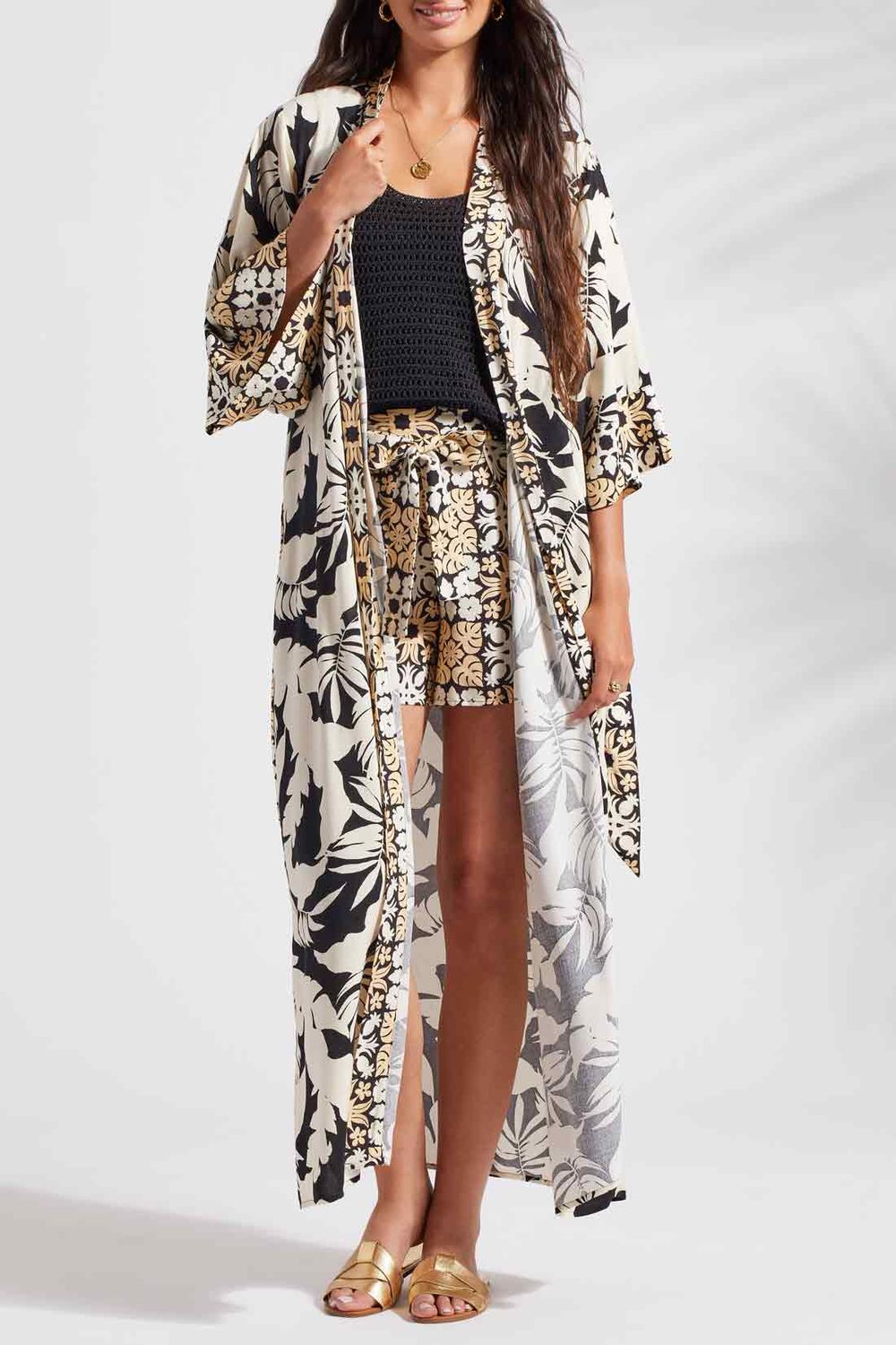 TRIBAL  3/4 Sleeve Duster, Color: Wailea, Size: S/M