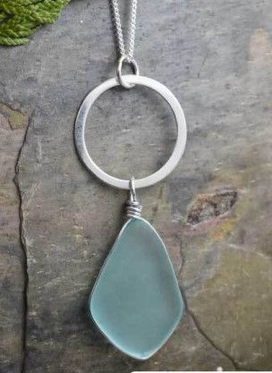 WHITE LOTUS DESIGN Long Sea Glass &amp; Pendant, Size: O/S