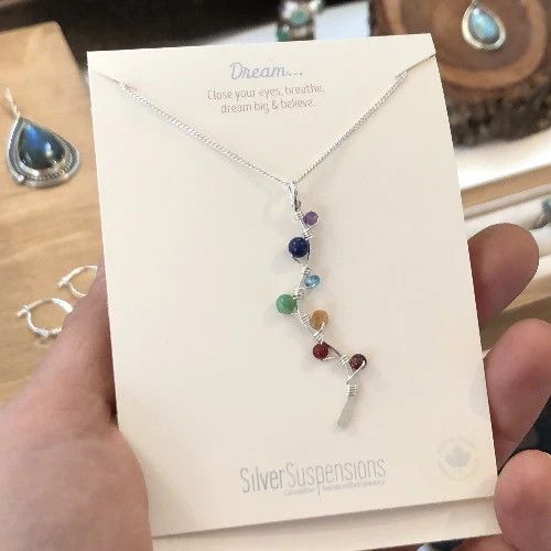 SILVER SUSPENSIONS Long Wave Necklace, Color: Chakra