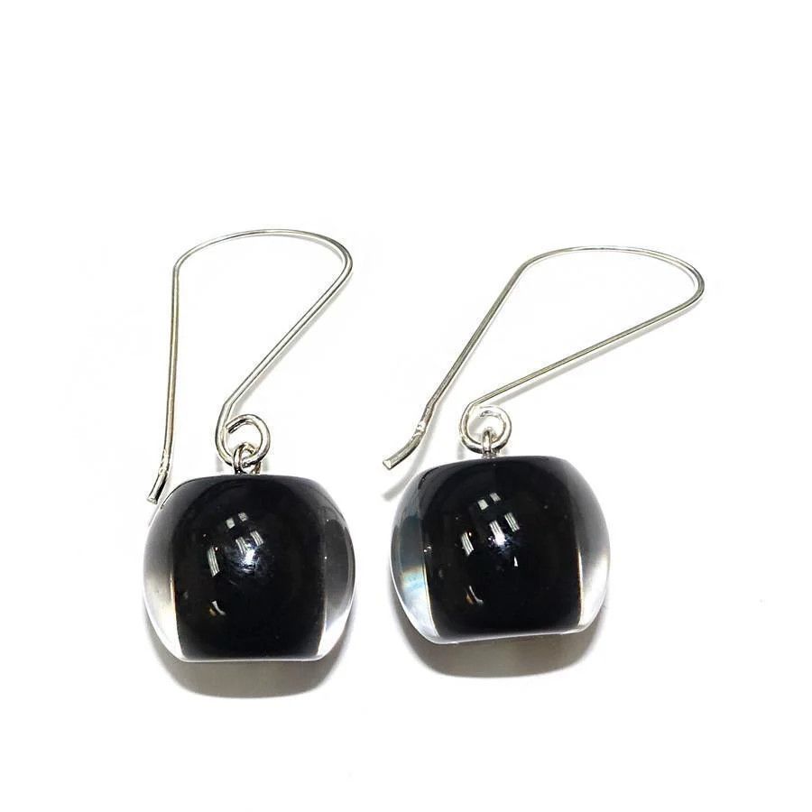 ZSISKA  Colorful Resin Beaded Earrings, Color: Black