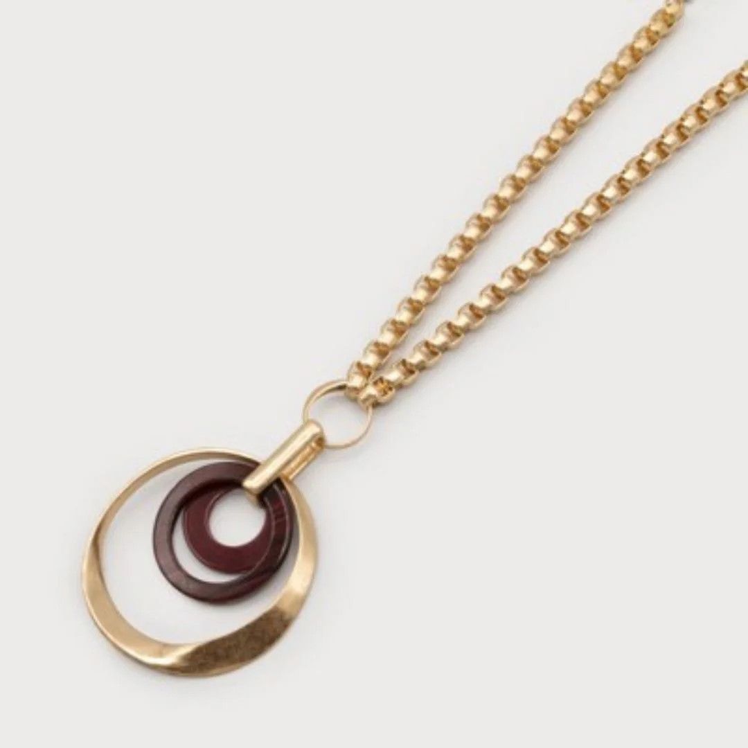 CARACOL Metal &amp; Resin Pendant Necklace, Color: Gold