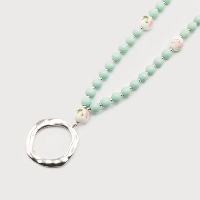 CARACOL Wood &amp; Ceramic Beaded Necklace
