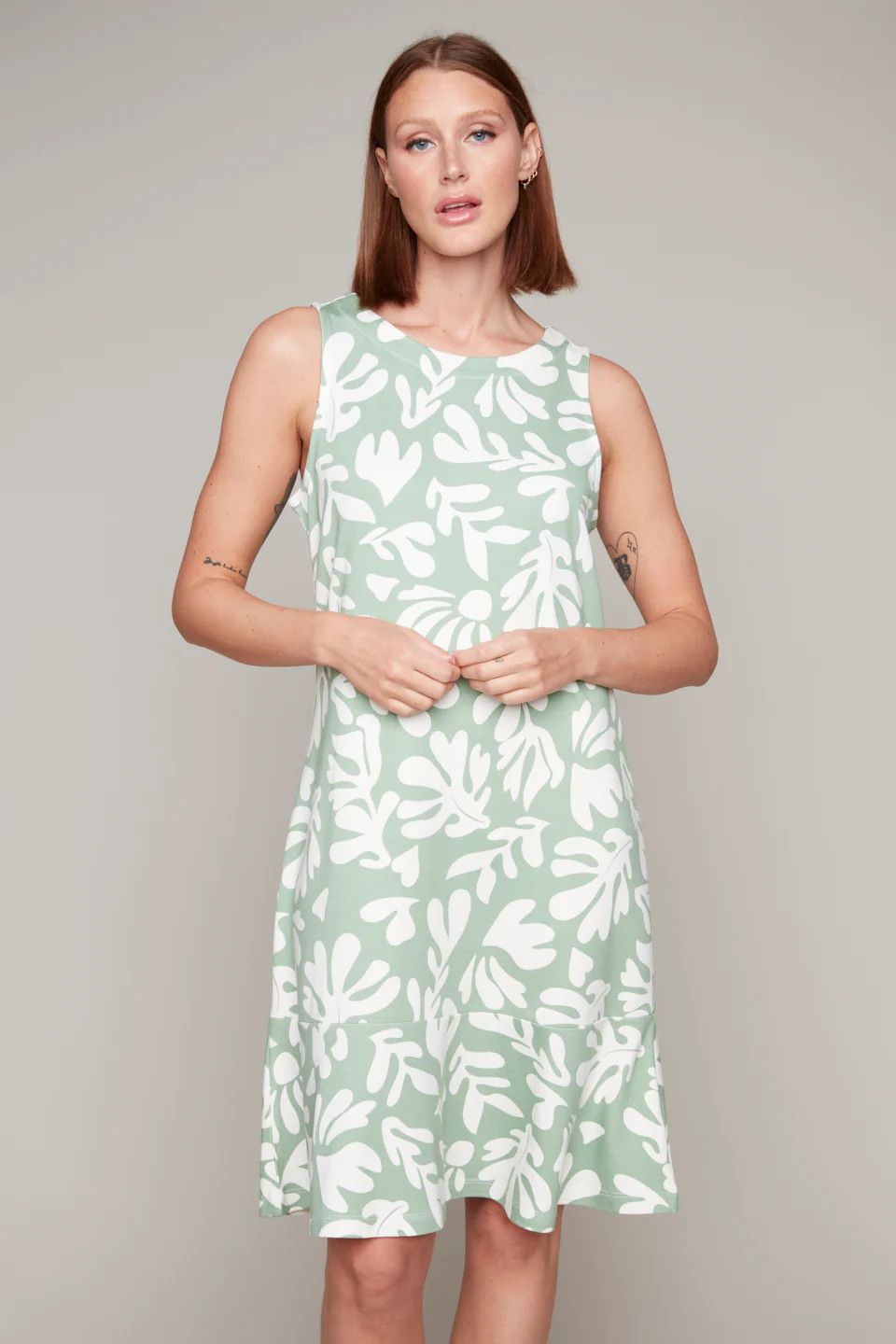 CARRE NOIR Sleeveless Golf Dress, Color: Sage, Size: XS