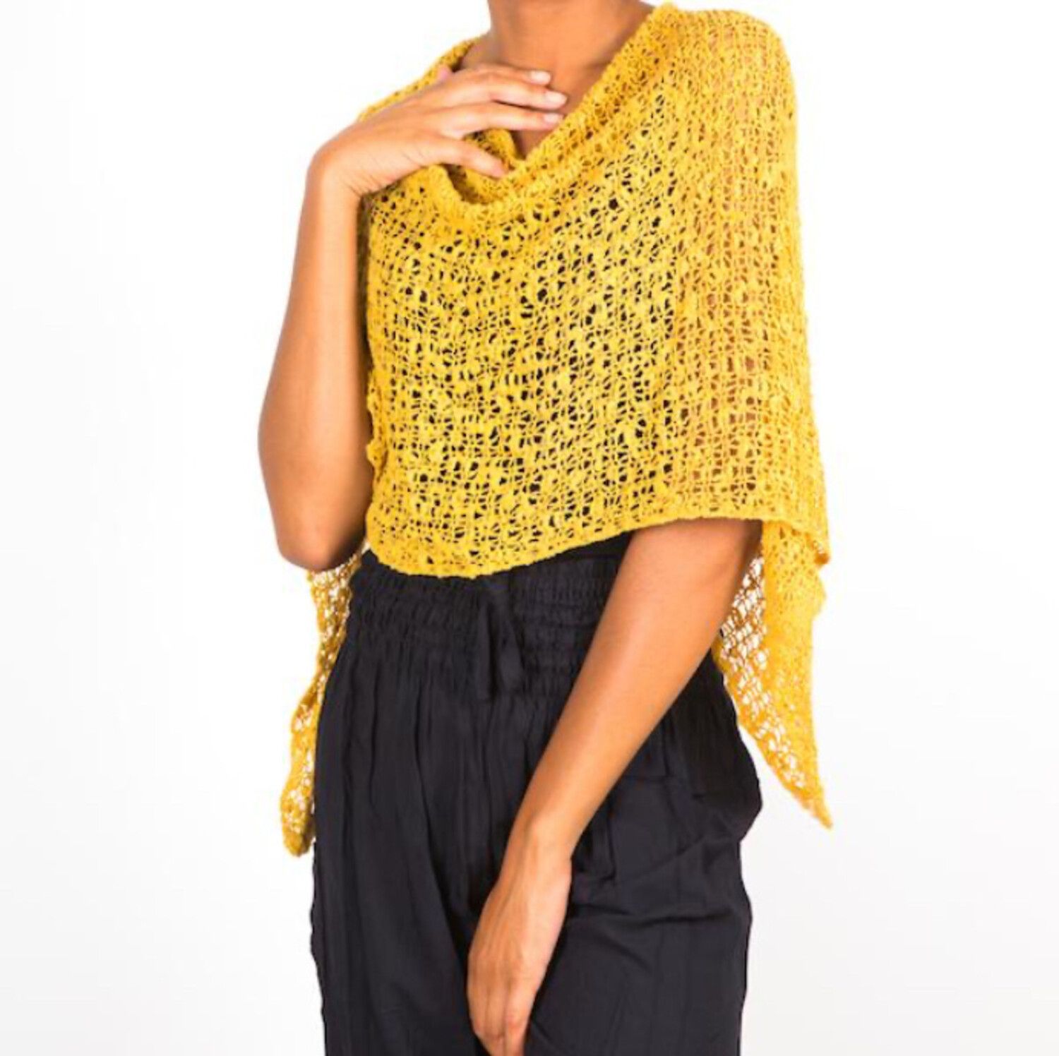 SUZIE BLUE Popcorn Poncho, Color: Mustard