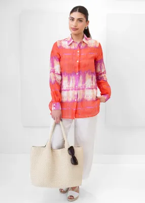 CARRE NOIR Tie Dye Collar Blouse