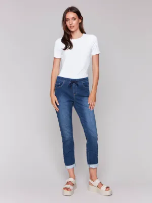 CHARLIE B Denim Jogger Pants w/ Tie