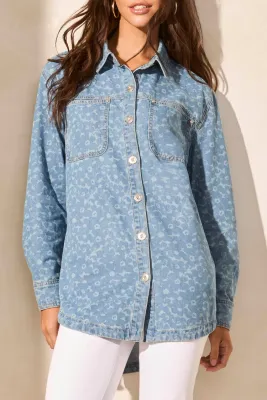 TRIBAL Printed Jean Light Overshirt