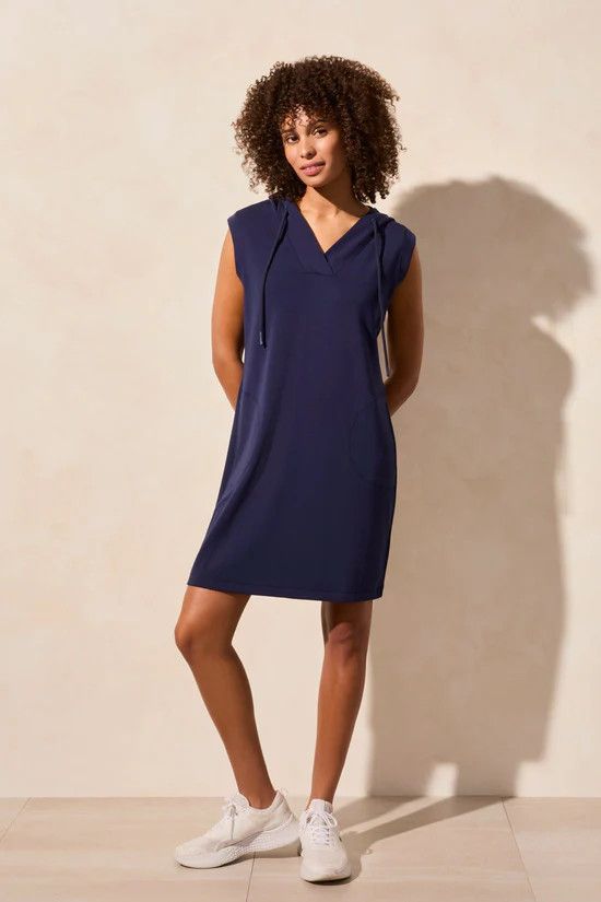 TRIBAL Hooded Dress w/ Pockets, Color: Jet Blue, Size: XS