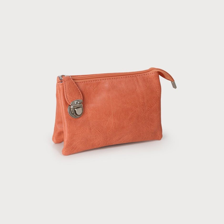CARACOL Crossbody Clutch w/ Faux Leather Finish, Color: Orange